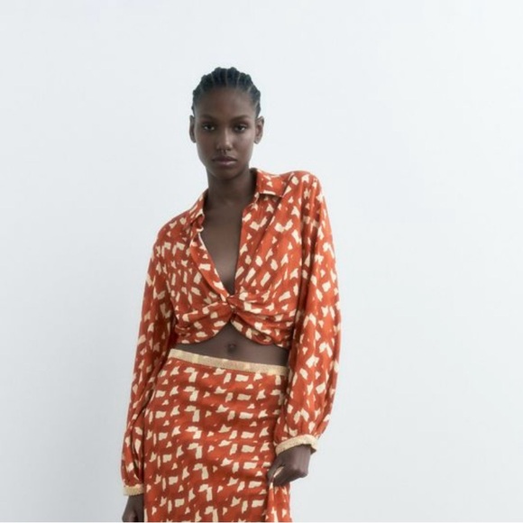 Zara Linen Blend Terracota Top - Picture 6 of 11